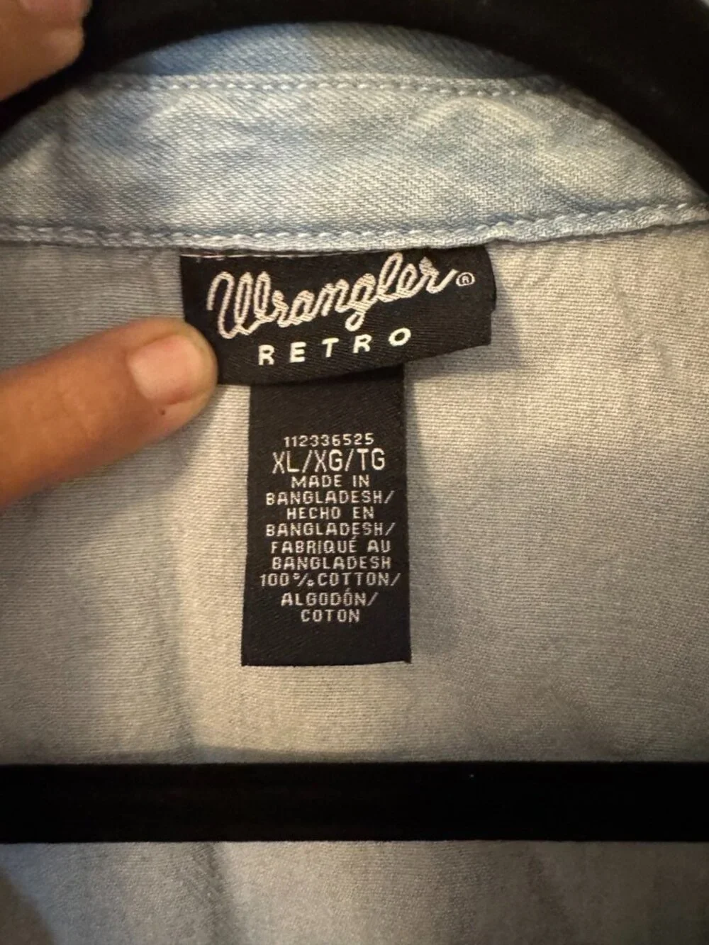 Wrangler Retro Light Wash Blue Jean Western Shirt Peal Button Down Size XL - Picture 3 of 11